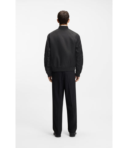 Hugo Stacked Logo Bomber Jacket With Water Repellent Finish Black