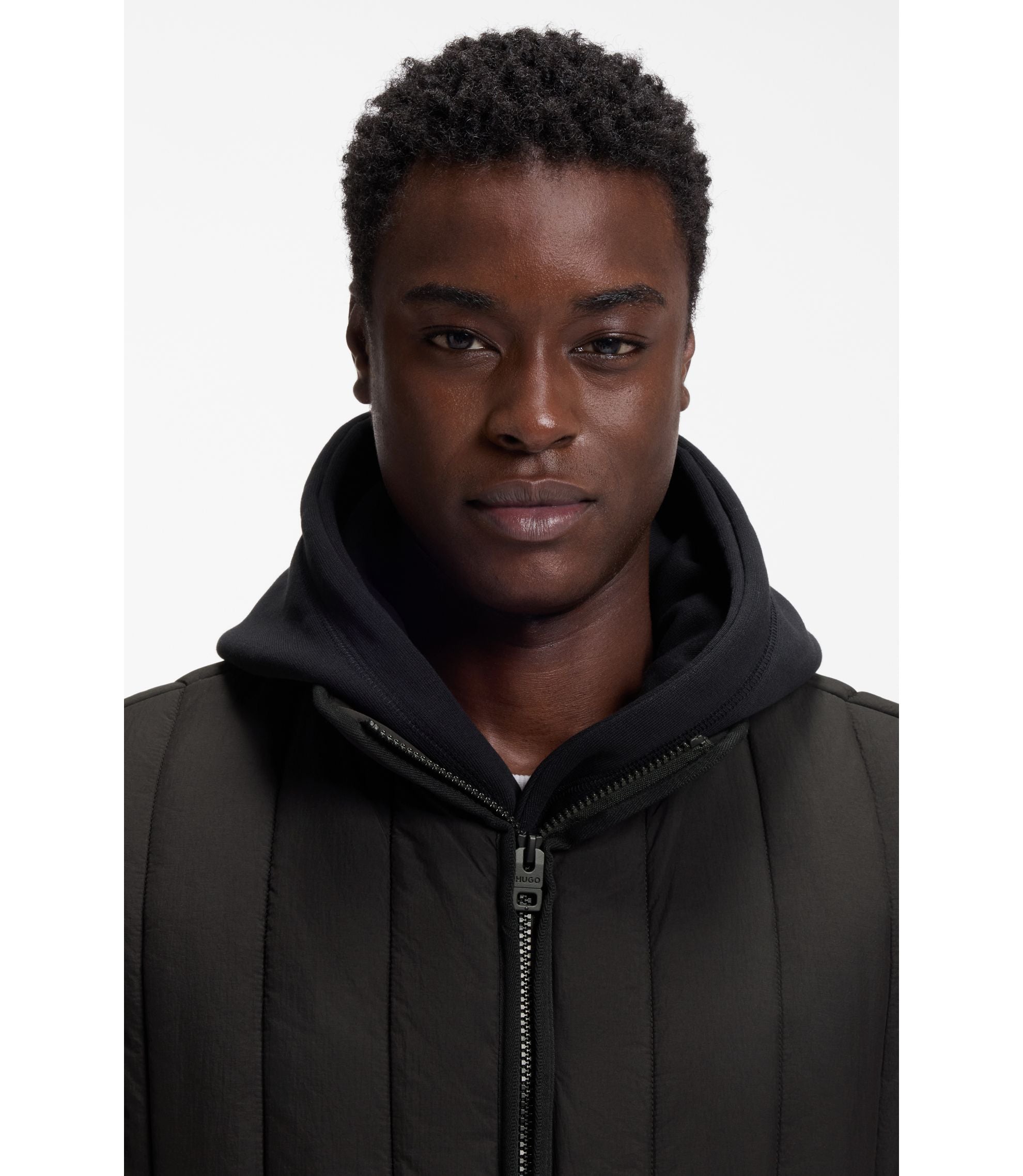 Hugo Lightweight Gilet With Vertical Quilting Black