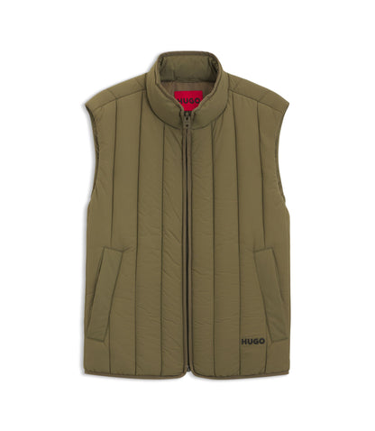 Hugo Lightweight Gilet With Vertical Quilting Light Green