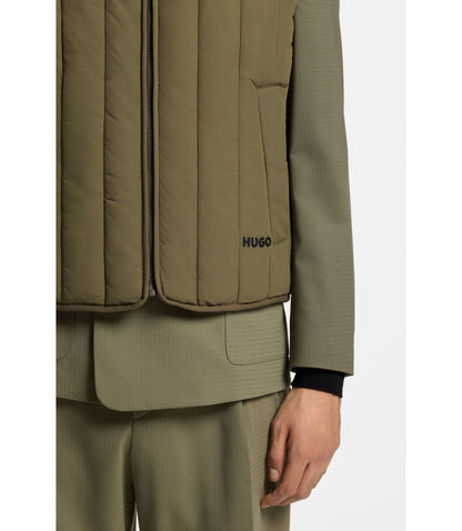 Hugo Lightweight Gilet With Vertical Quilting Light Green