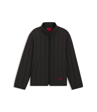 Hugo Logo Detail Jacket With Quilting Black