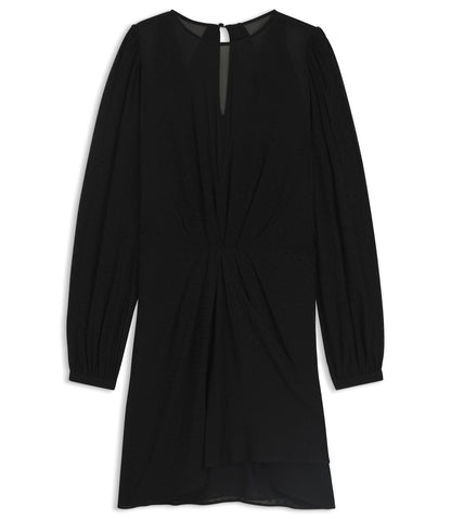 Boss Drape Detail Dress With Polka Dots Black Women's