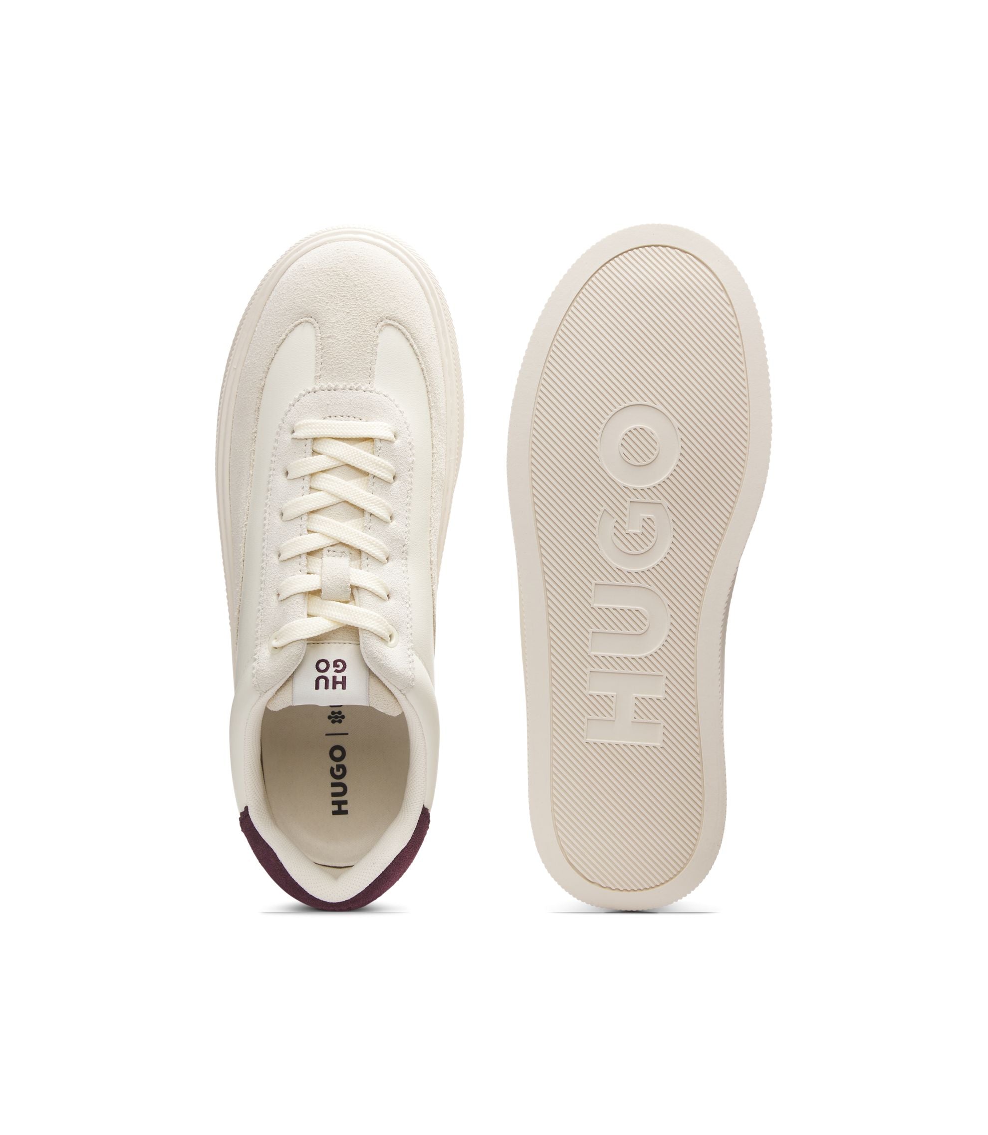 Hugo Suede Trim Trainers With Low Profile Light Grey Womens Light Grey