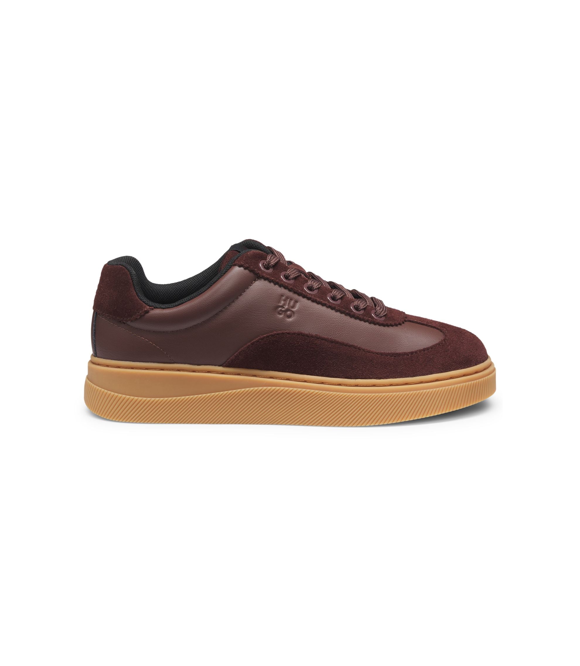 Hugo Suede Trim Trainers With Low Profile Dark Brown Womens Dark Brown