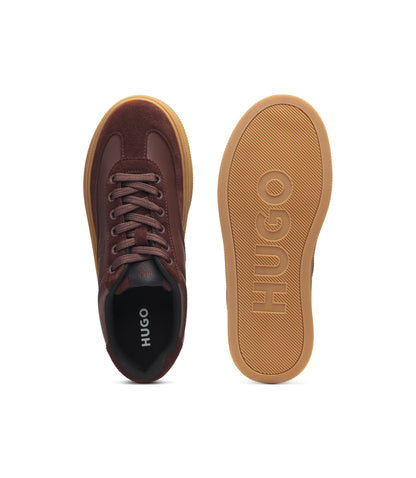 Hugo Suede Trim Trainers With Low Profile Dark Brown Womens Dark Brown