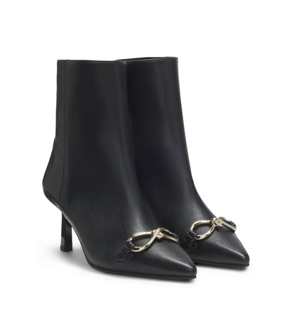 Hugo Hardware Trim Ankle Boots In Faux Leather Black Womens Black