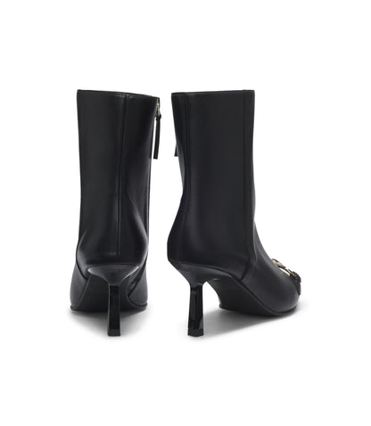 Hugo Hardware Trim Ankle Boots In Faux Leather Black Womens Black