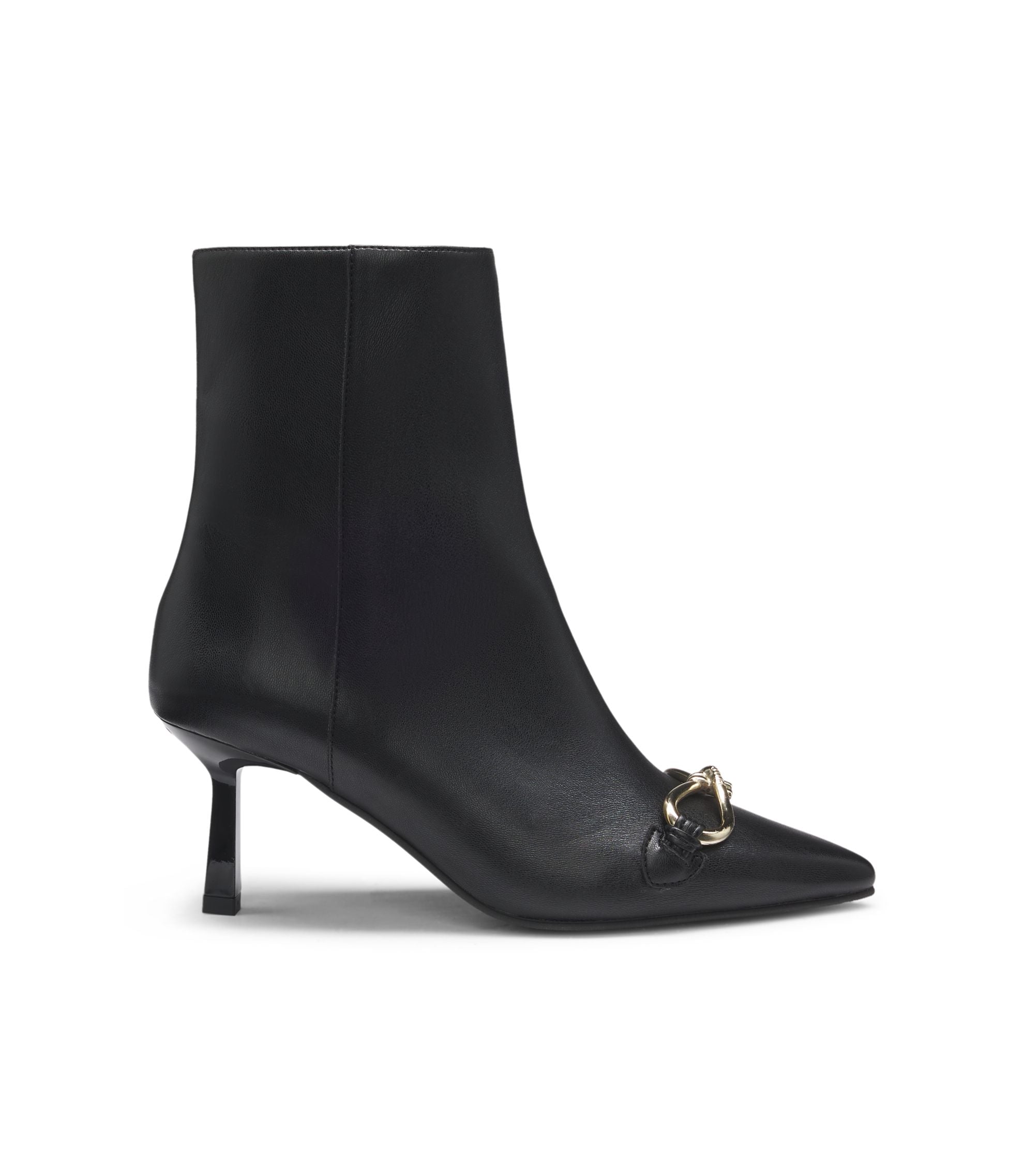 Hugo Hardware Trim Ankle Boots In Faux Leather Black Womens Black