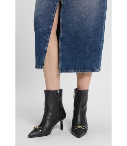Hugo Hardware Trim Ankle Boots In Faux Leather Black Womens Black