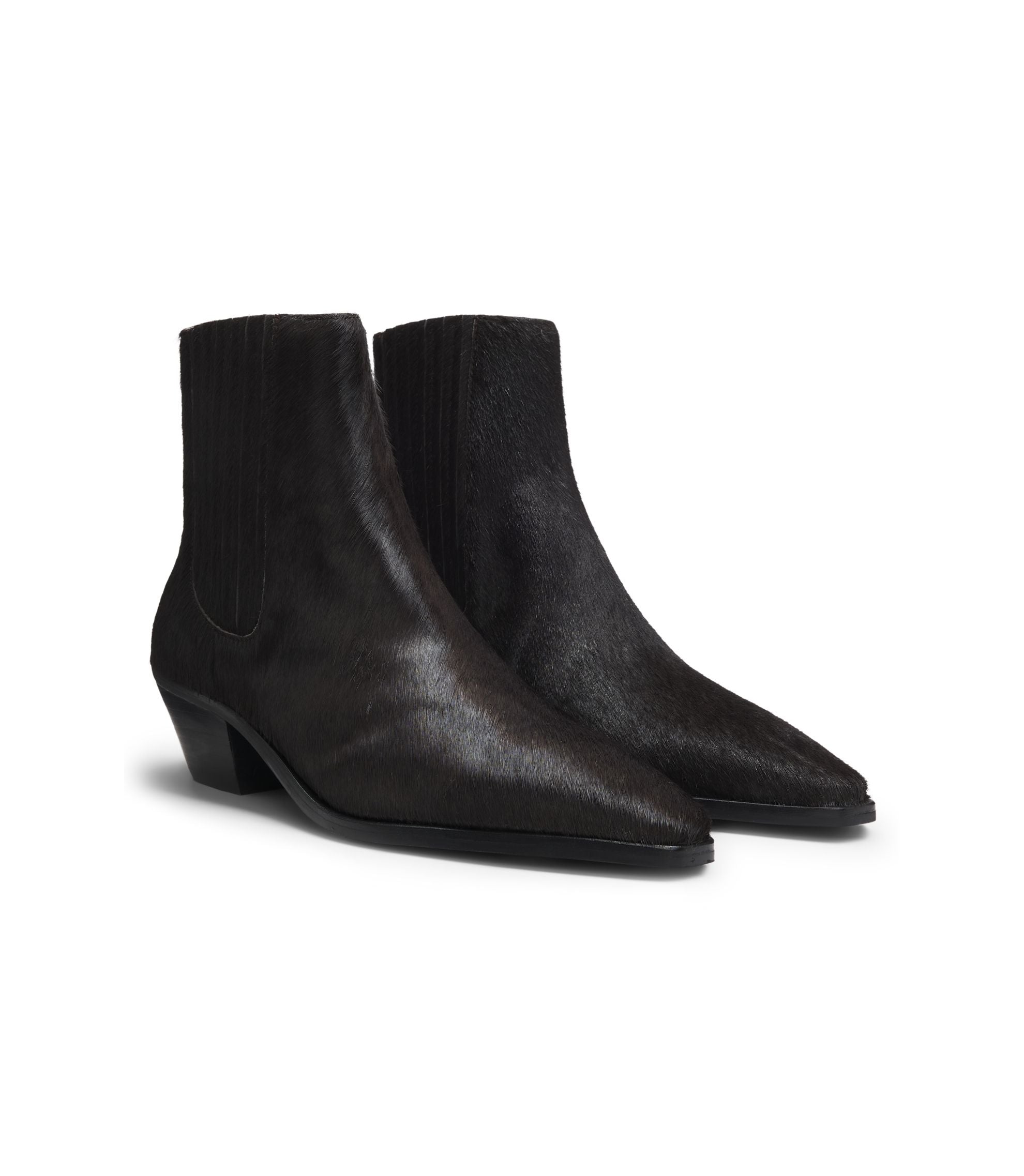 Boss Ankle Boots In Pony Hair Leather Dark Purple Womens Dark Purple