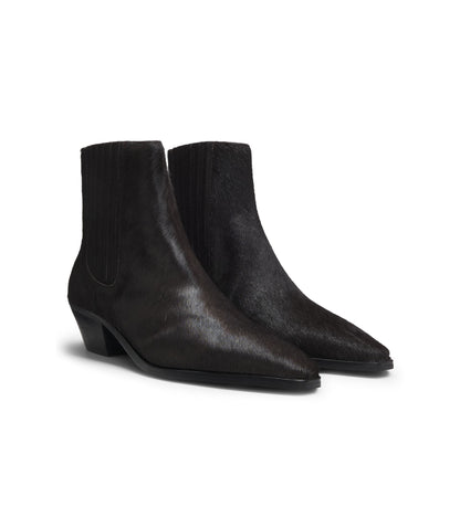 Boss Ankle Boots In Pony Hair Leather Dark Purple Womens Dark Purple