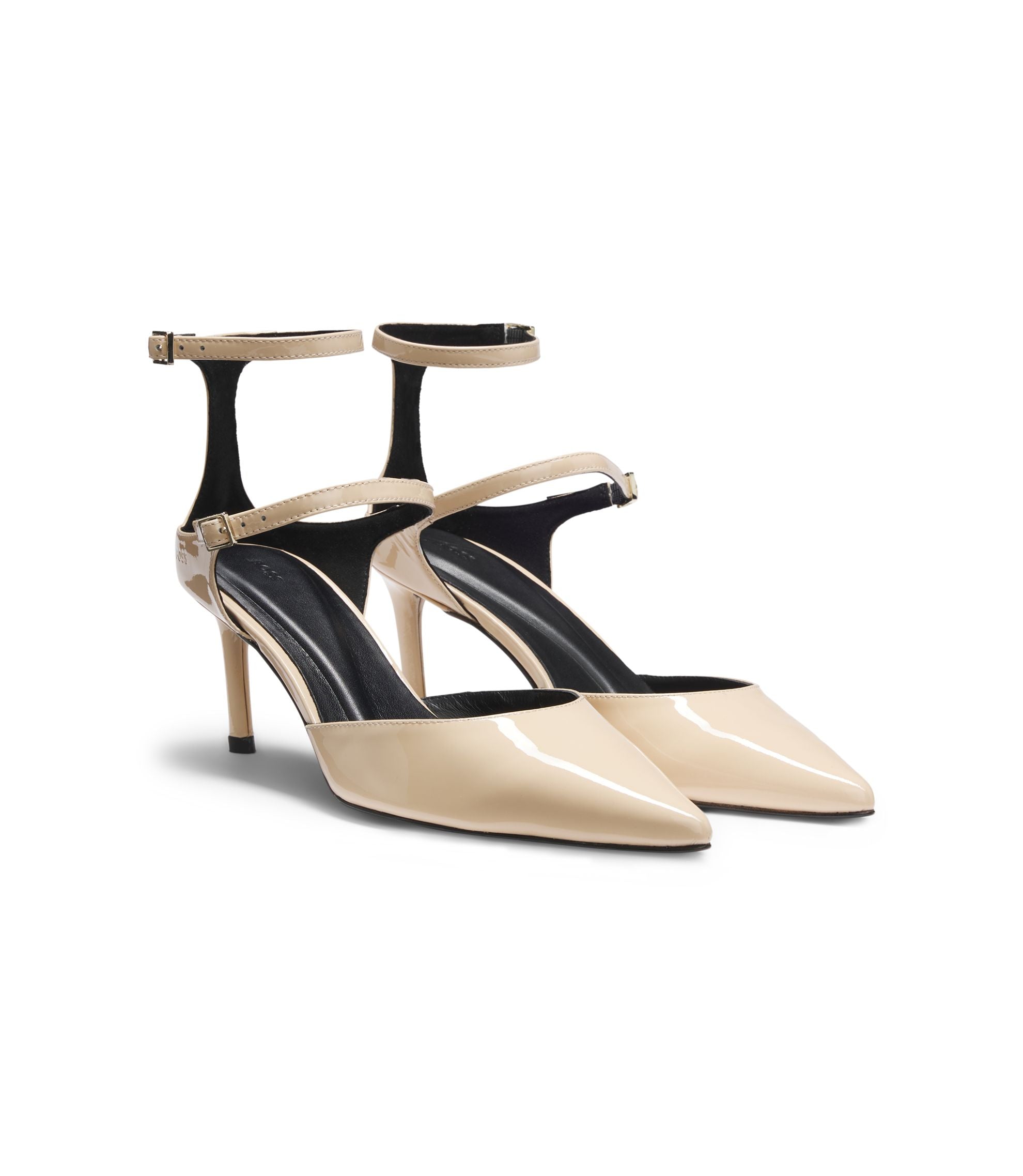 Boss Strap Detail Pumps In Patent Leather Light Yellow Womens Light Yellow