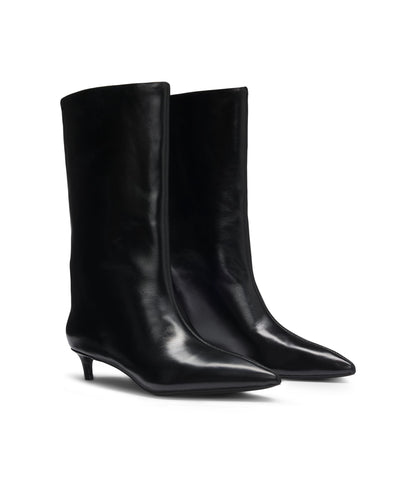 Boss Leather Boots With 35Cm Heel Black Womens Black