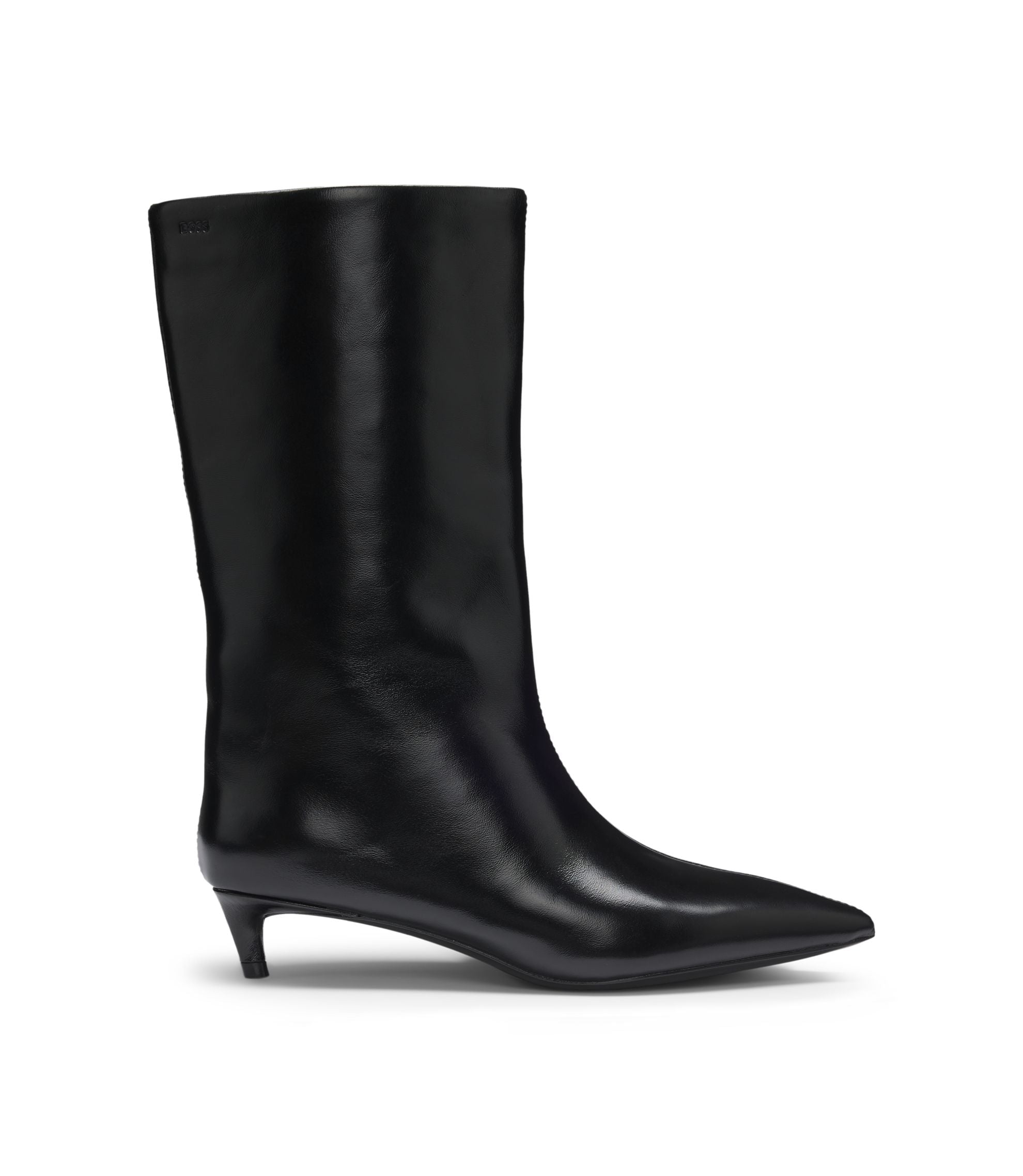 Boss Leather Boots With 35Cm Heel Black Womens Black