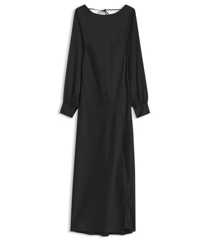Hugo Satin Maxi Dress With Waterfall Back Black Women's