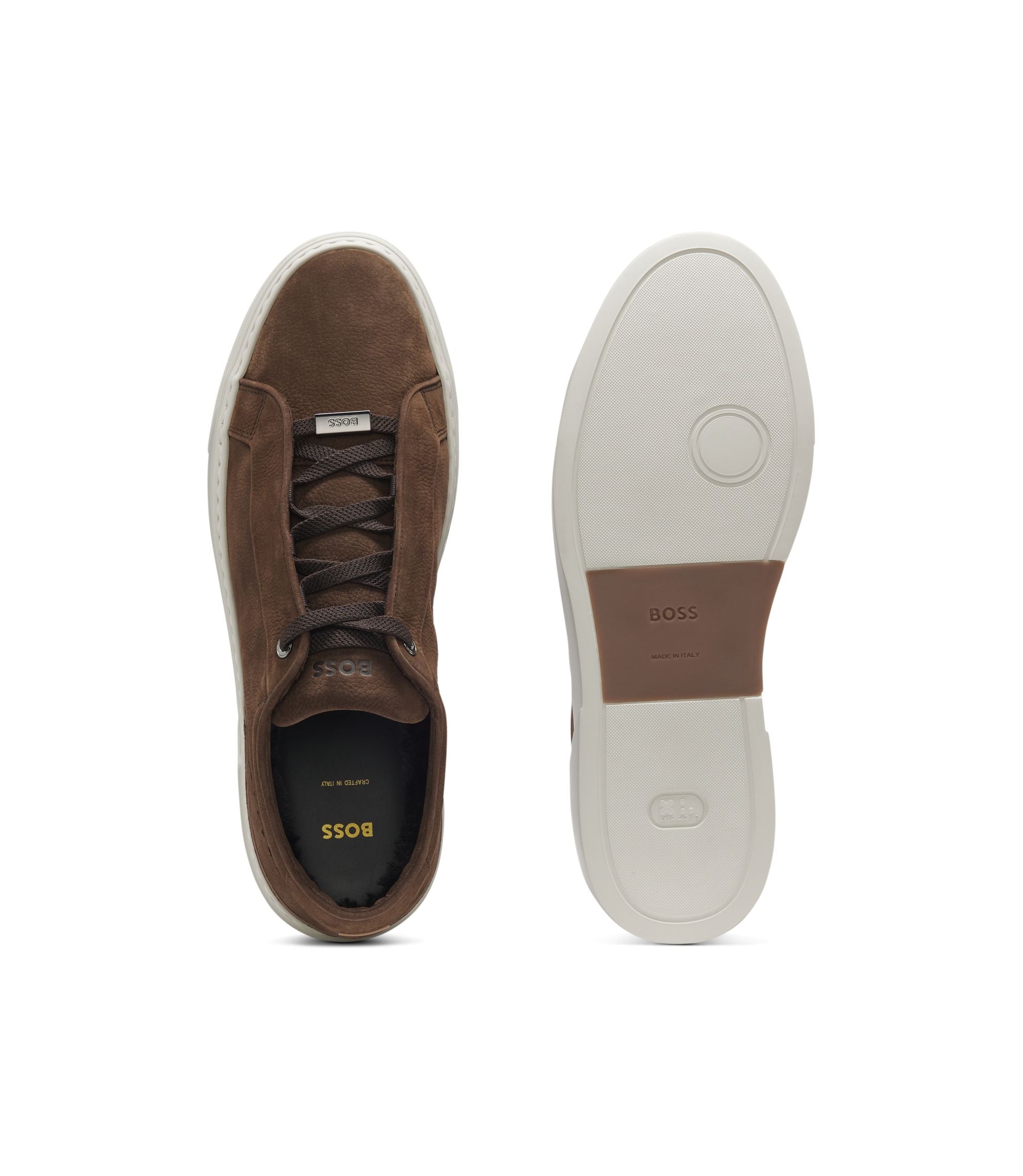 Boss Gary Trainers In Nubuck Dark Brown Dark Brown