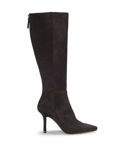 Boss Knee Boots In Pony Hair Leather Dark Purple Womens Dark Purple