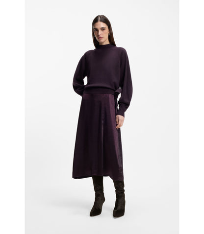 Boss Knee Boots In Pony Hair Leather Dark Purple Womens Dark Purple