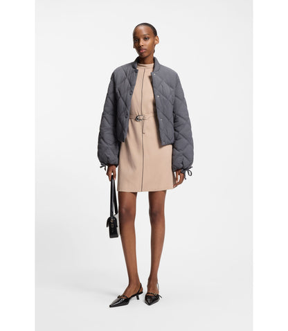 Hugo Tunic Dress With Belt And Piping Light Brown Women's
