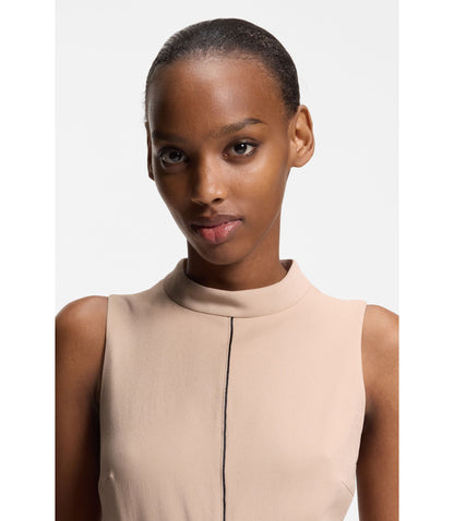 Hugo Tunic Dress With Belt And Piping Light Brown Women's