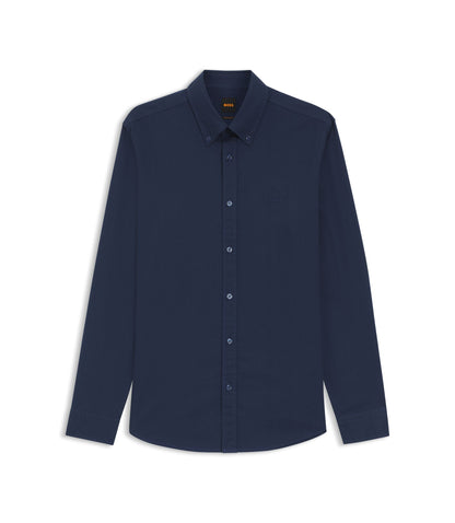 Boss Regular Fit Shirt In Stretch Cotton Dobby Light Blue