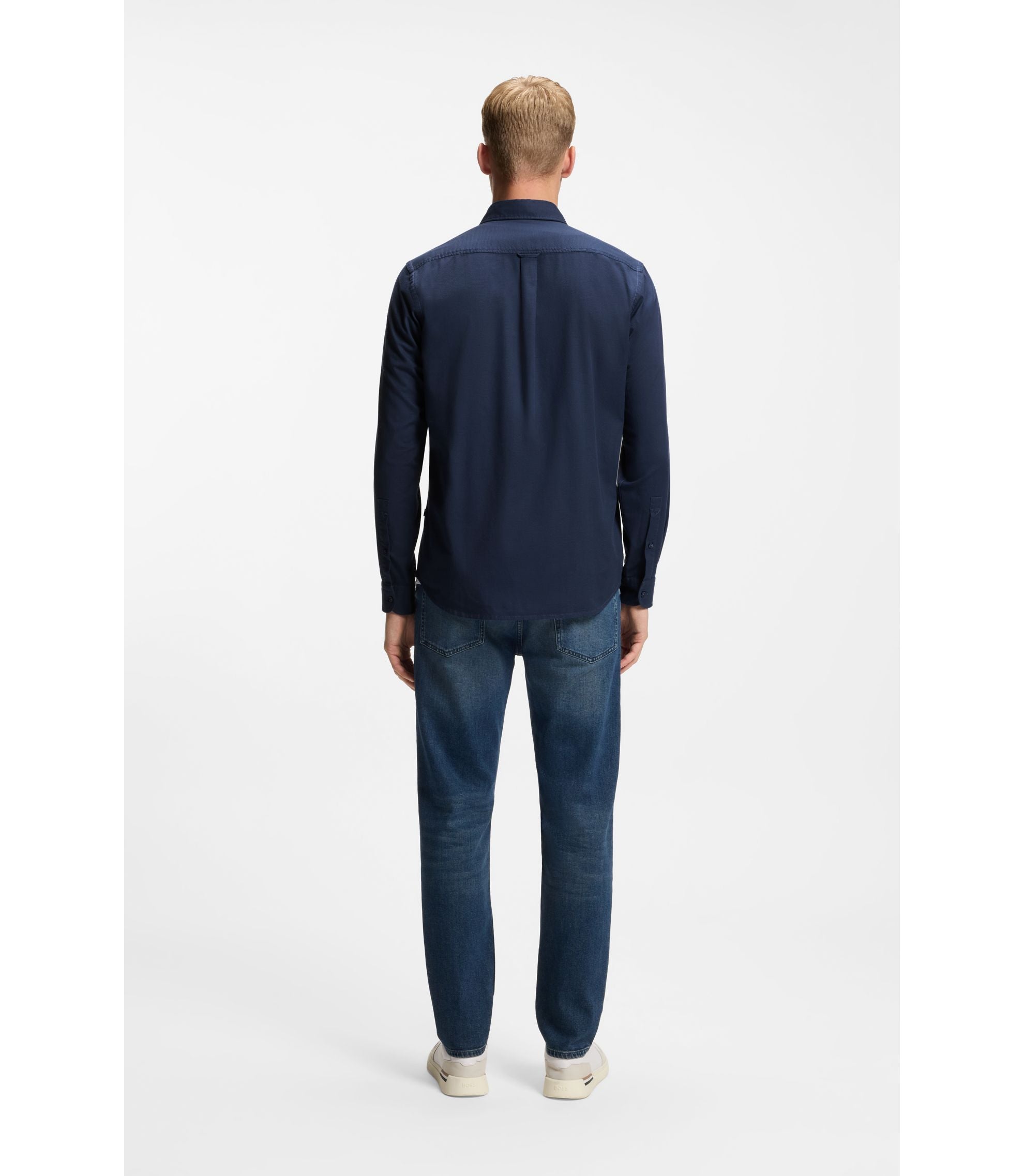 Boss Regular Fit Shirt In Stretch Cotton Dobby Light Blue