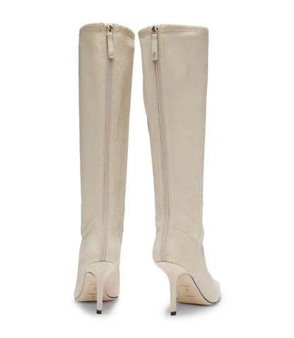 Boss Knee Boots In Leather And Suede Light Beige Womens Light Beige
