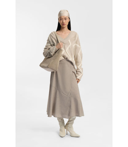 Boss Knee Boots In Leather And Suede Light Beige Womens Light Beige