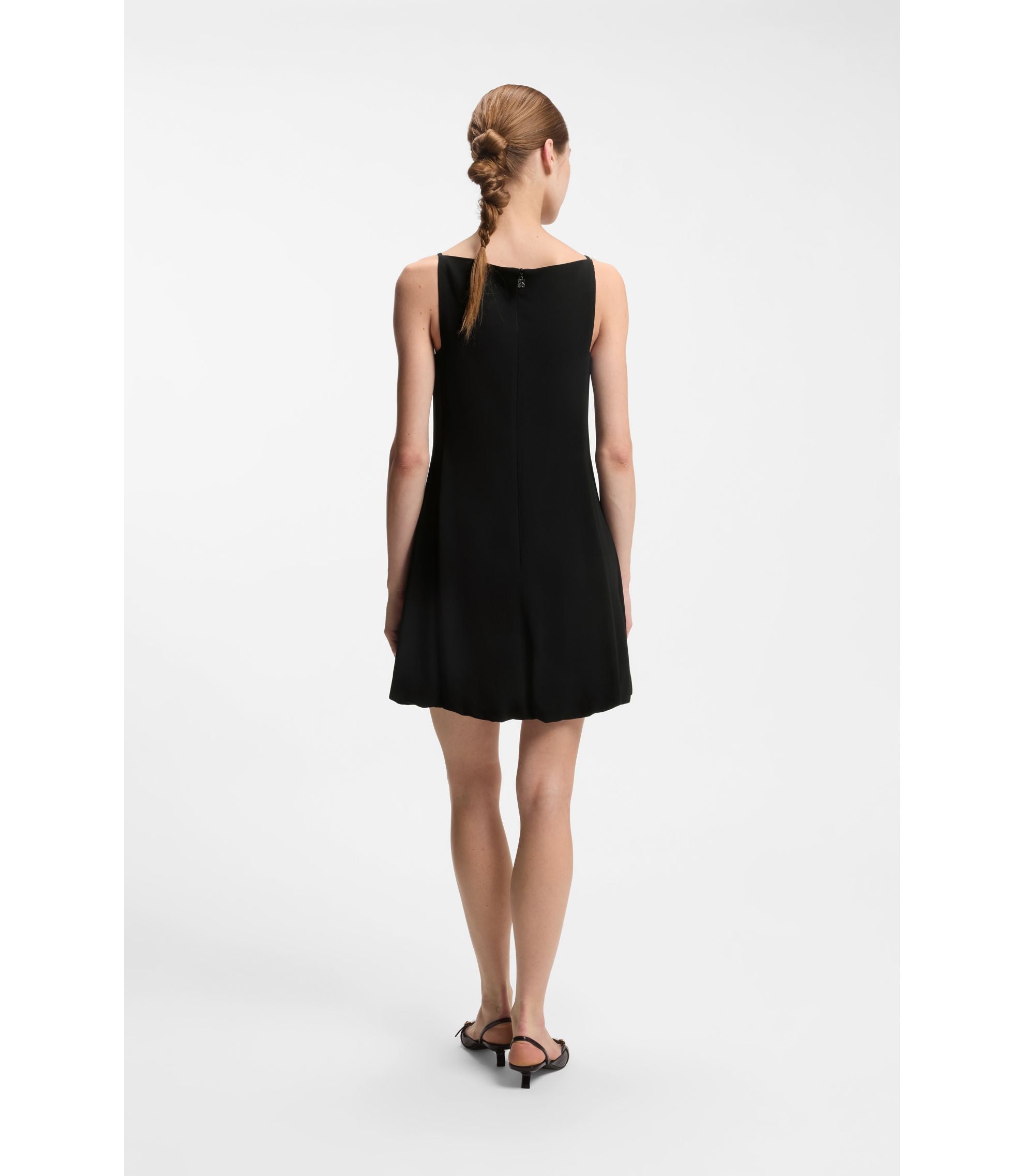 Hugo Front Pleat Dress With Balloon Skirt Black Women's