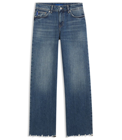 Hugo Blue Loose Fit Jeans In Rigid Denim Blue Women's