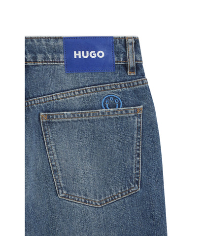Hugo Blue Loose Fit Jeans In Rigid Denim Blue Women's