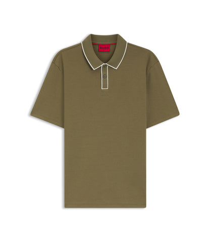 Hugo Luxury Cotton Polo Shirt With Contrast Trim Light Green