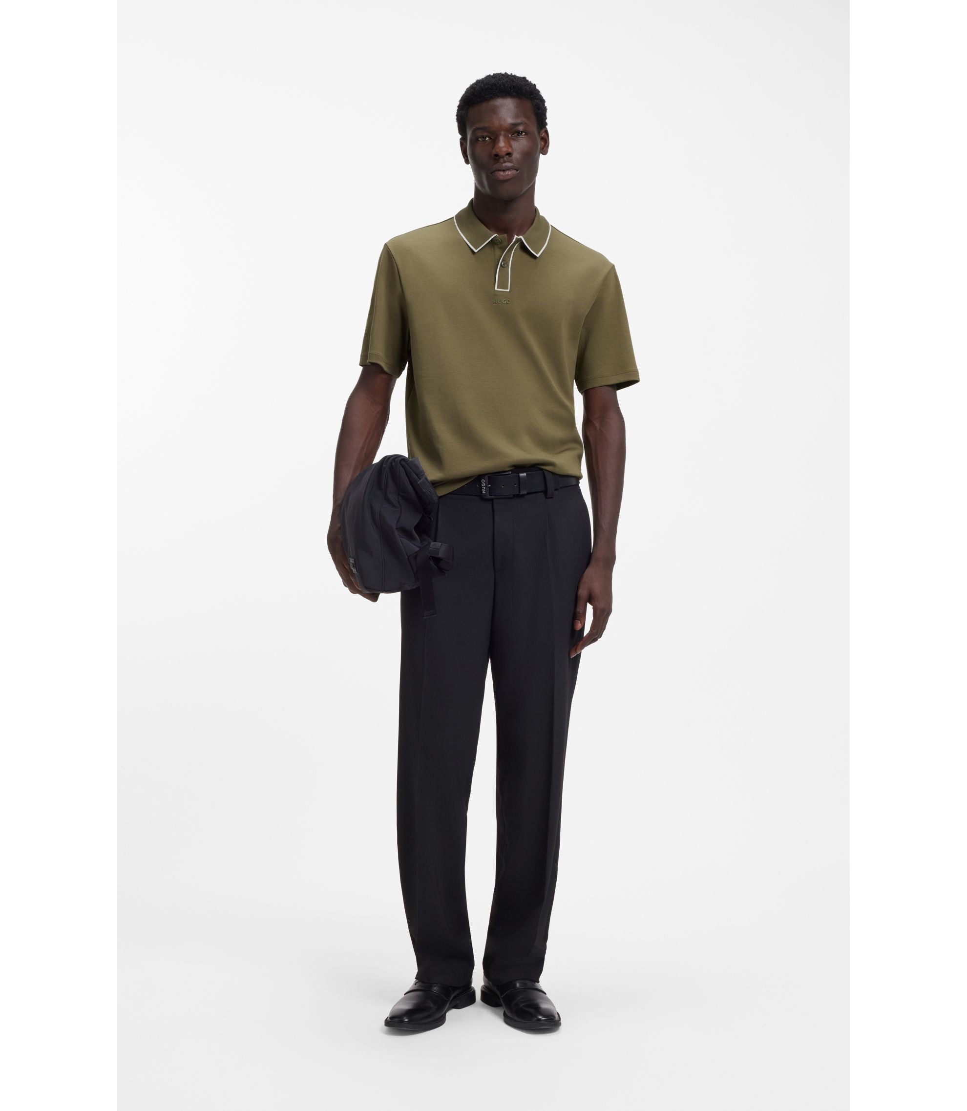 Hugo Luxury Cotton Polo Shirt With Contrast Trim Light Green