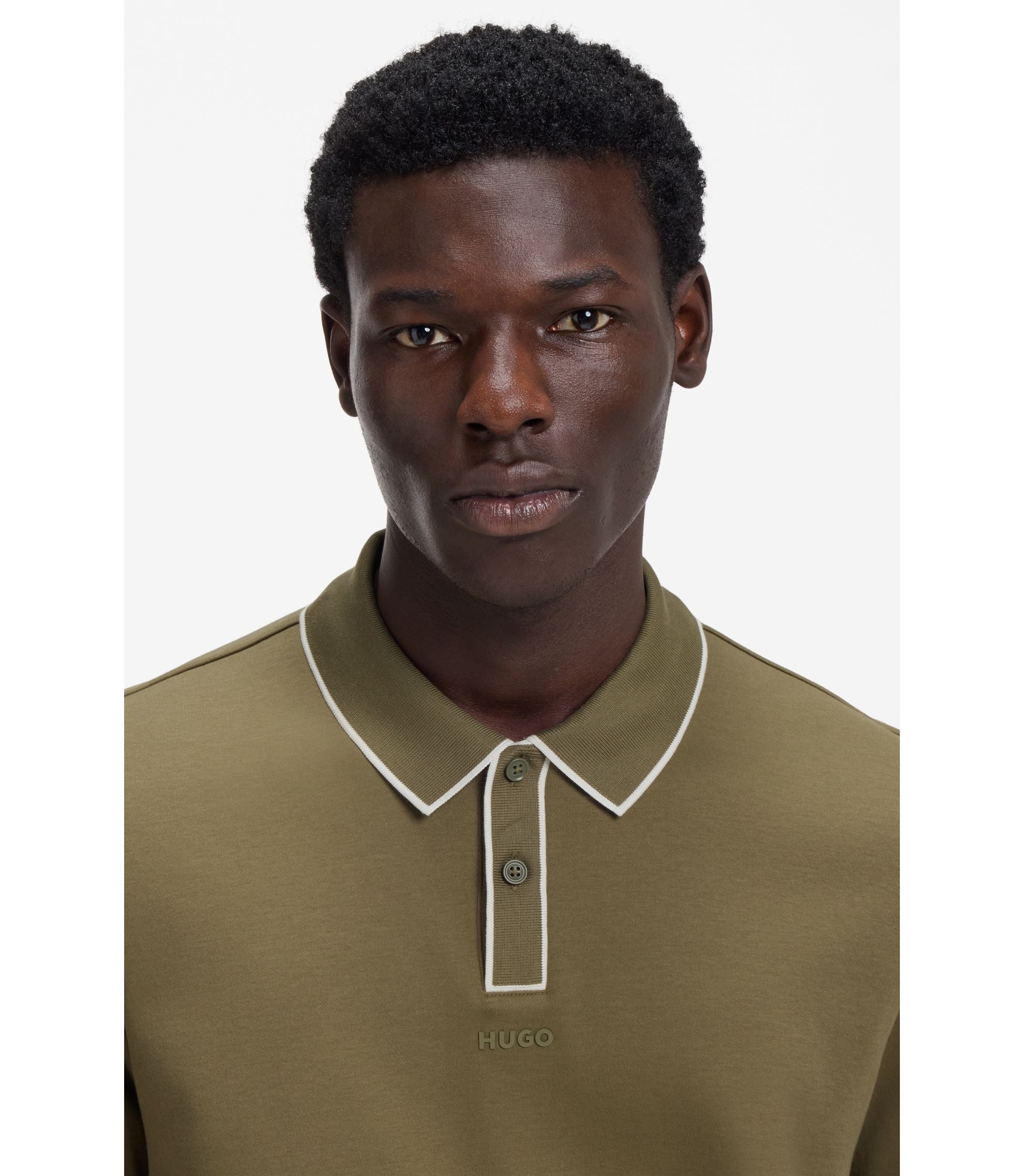 Hugo Luxury Cotton Polo Shirt With Contrast Trim Light Green