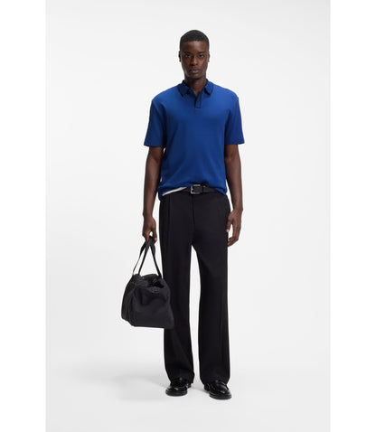Hugo Luxury Cotton Polo Shirt With Contrast Trim Light Blue