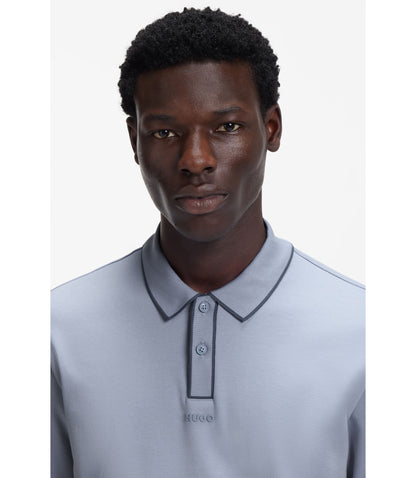 Hugo Luxury Cotton Polo Shirt With Contrast Trim Purple