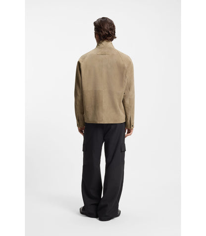 Hugo Suede Jacket In A Regular Fit Beige