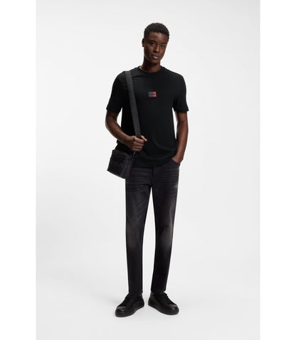 Hugo Gradient Logo T Shirt In Cotton Jersey Black