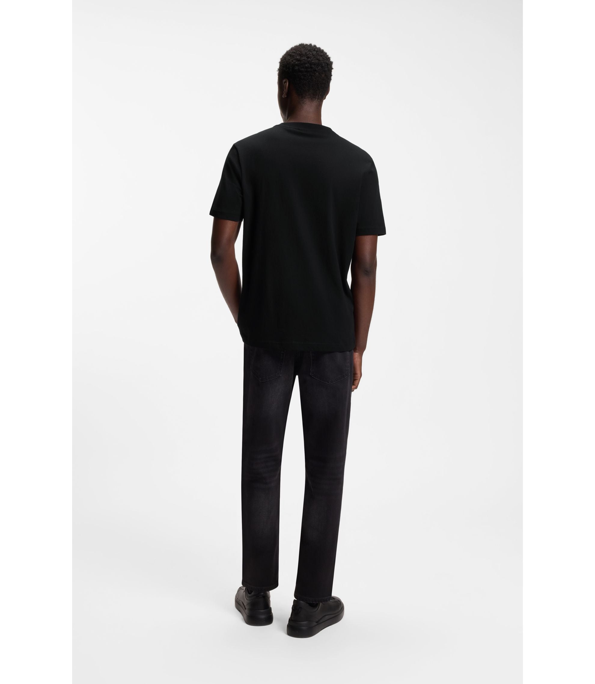 Hugo Gradient Logo T Shirt In Cotton Jersey Black