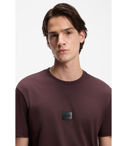 Hugo Gradient Logo T Shirt In Cotton Jersey Light Brown