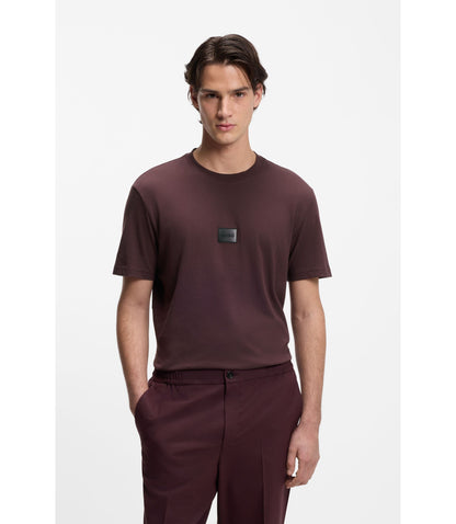 Hugo Gradient Logo T Shirt In Cotton Jersey Light Brown
