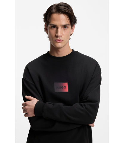 Hugo Gradient Logo Sweatshirt In Cotton Terry Black
