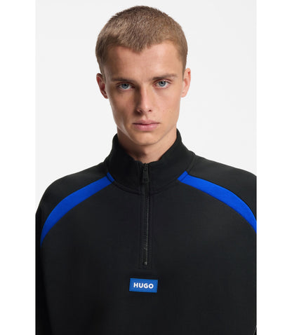 Hugo Stretch Cotton Sweatshirt With Colourful Panelling Black