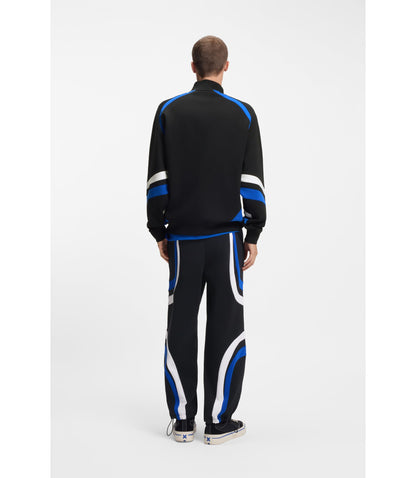 Hugo Stretch Cotton Sweatshirt With Colourful Panelling Black