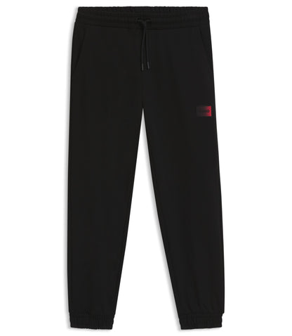 Hugo Gradient Logo Tracksuit Bottoms In Cotton Terry Black