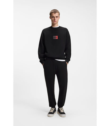 Hugo Gradient Logo Tracksuit Bottoms In Cotton Terry Black