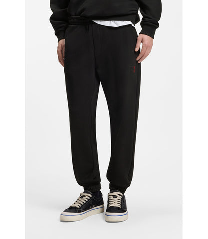 Hugo Gradient Logo Tracksuit Bottoms In Cotton Terry Black