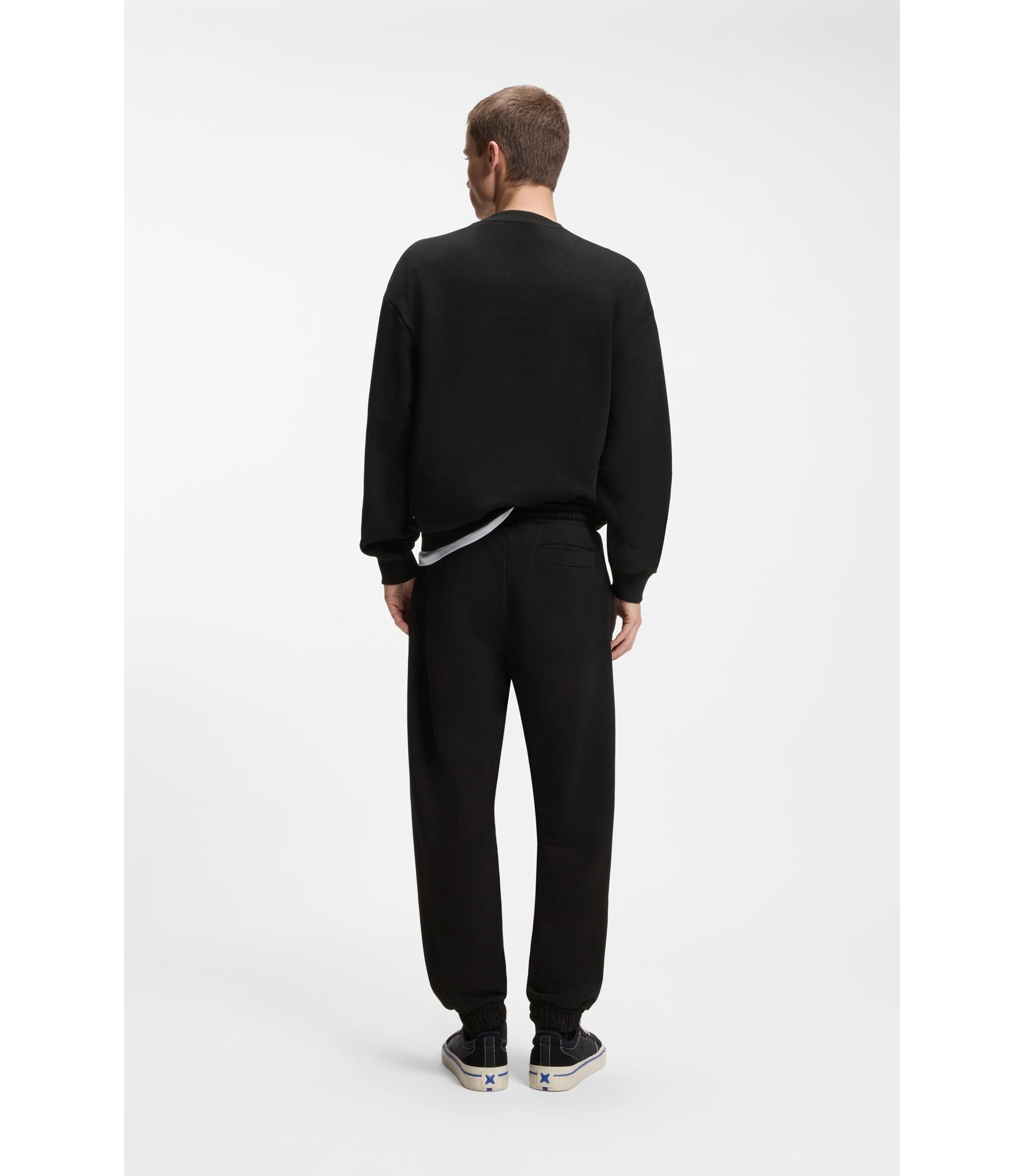 Hugo Gradient Logo Tracksuit Bottoms In Cotton Terry Black