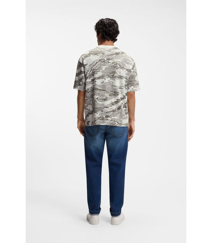 Boss Camouflage Jacquard T Shirt In Cotton White