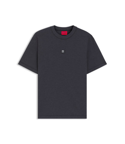 Hugo Stacked Logo T Shirt In A Cotton Blend Grey